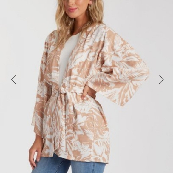 Billabong Sandcastle Linen Coastal Beachy Nautical Belted Bohemian Kimono - Picture 6 of 7